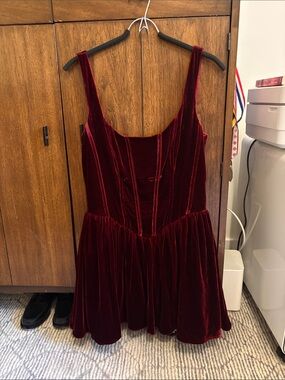 Reformation Burgundy Velvet Corset Dress